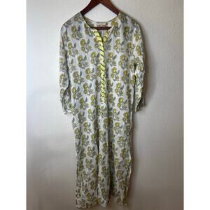 Pink Chicken yellow flowers floral lightweight sheer cotton nightgown SMALL